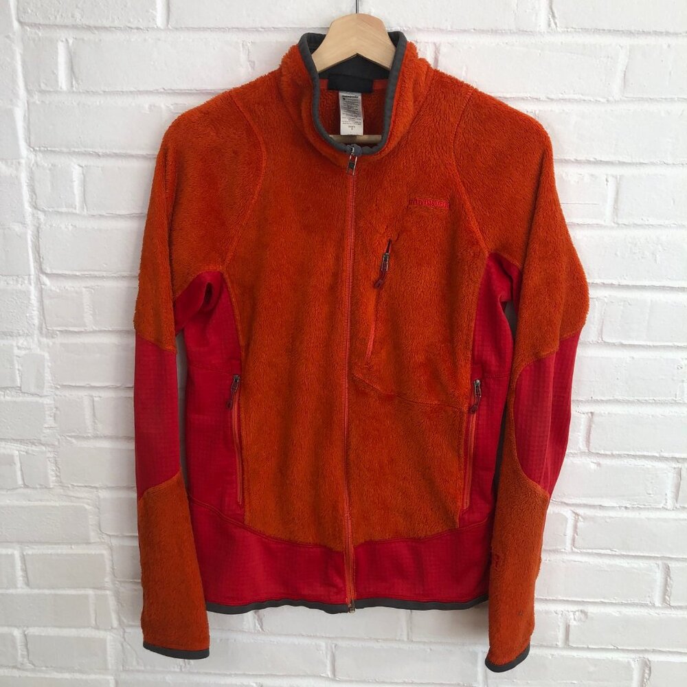 Patagonia Full Zip Fleece Jacket Orange Red Men's Small